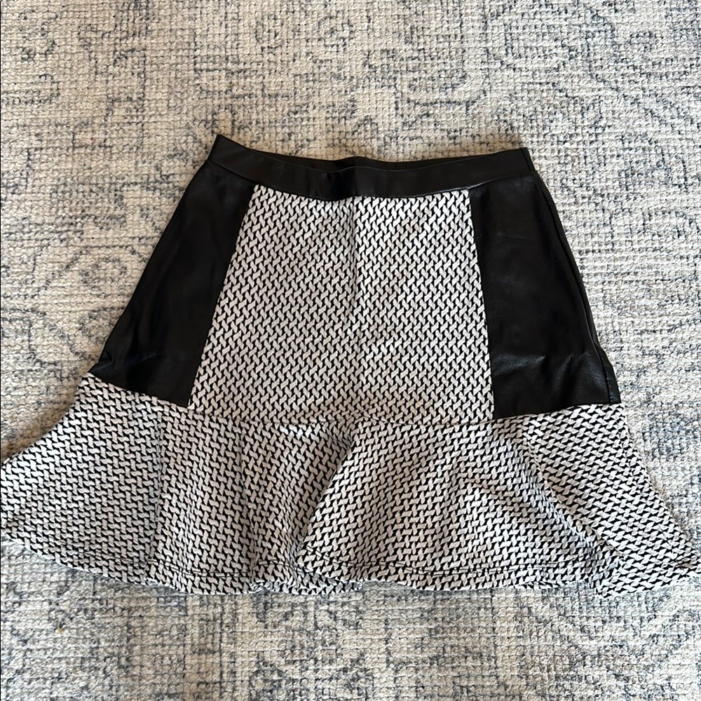 Black and White Asymmetrical Mini Skirt